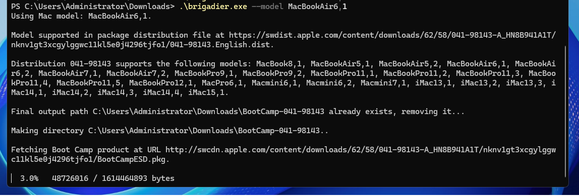 โปรแกรม Brigadier ดาวน์โหลดแพคเกจ Bootcamp