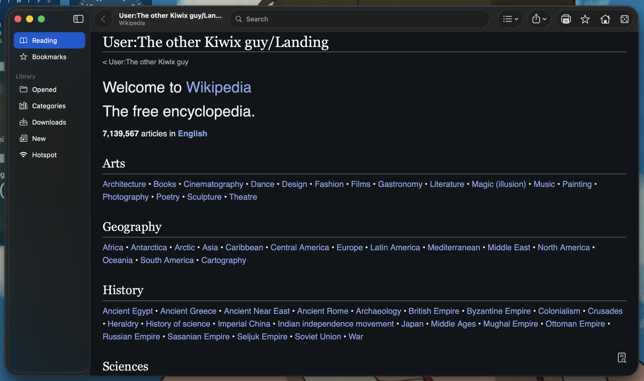 Kiwix Saved Wikipedia