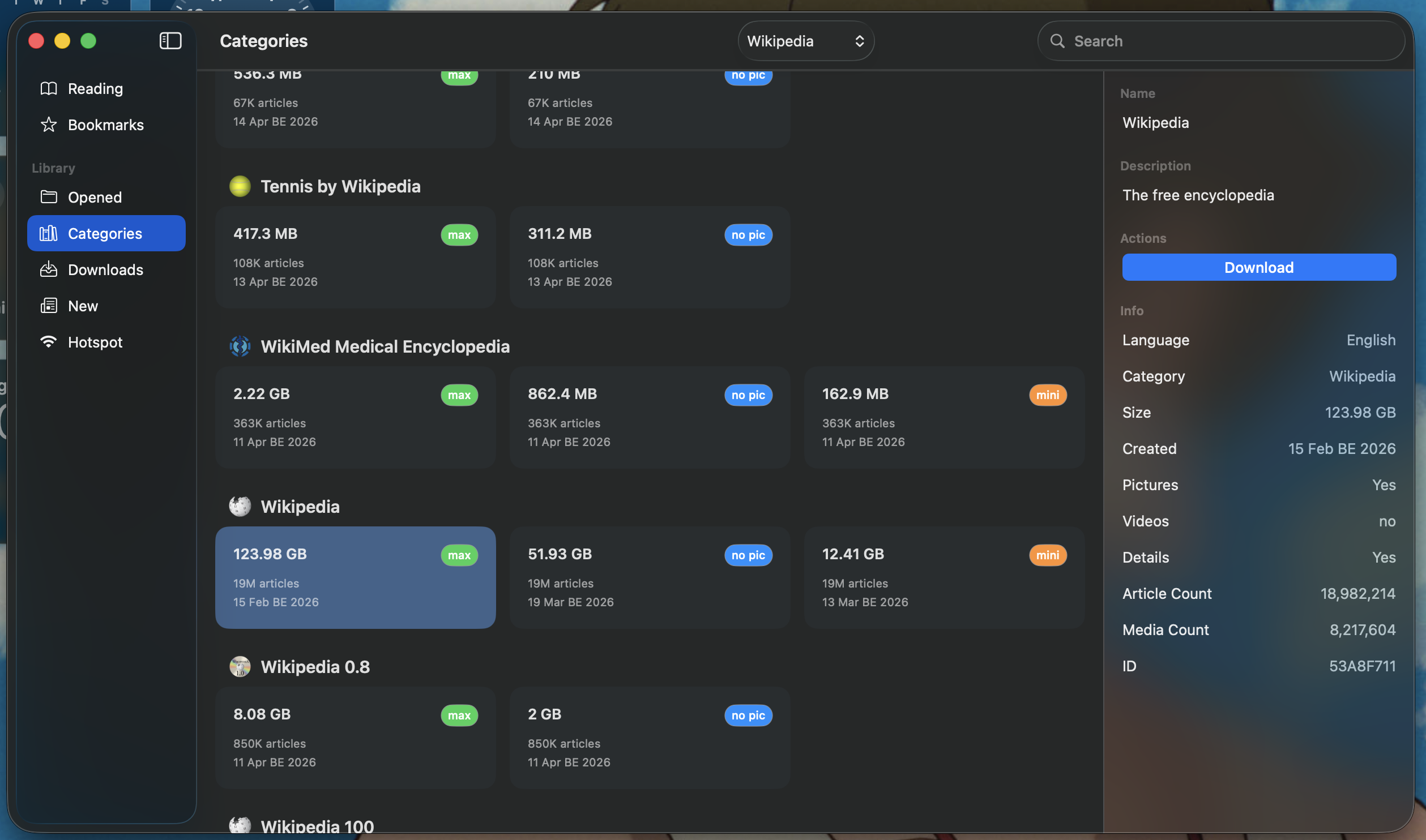 Kiwix Wikipedia Download